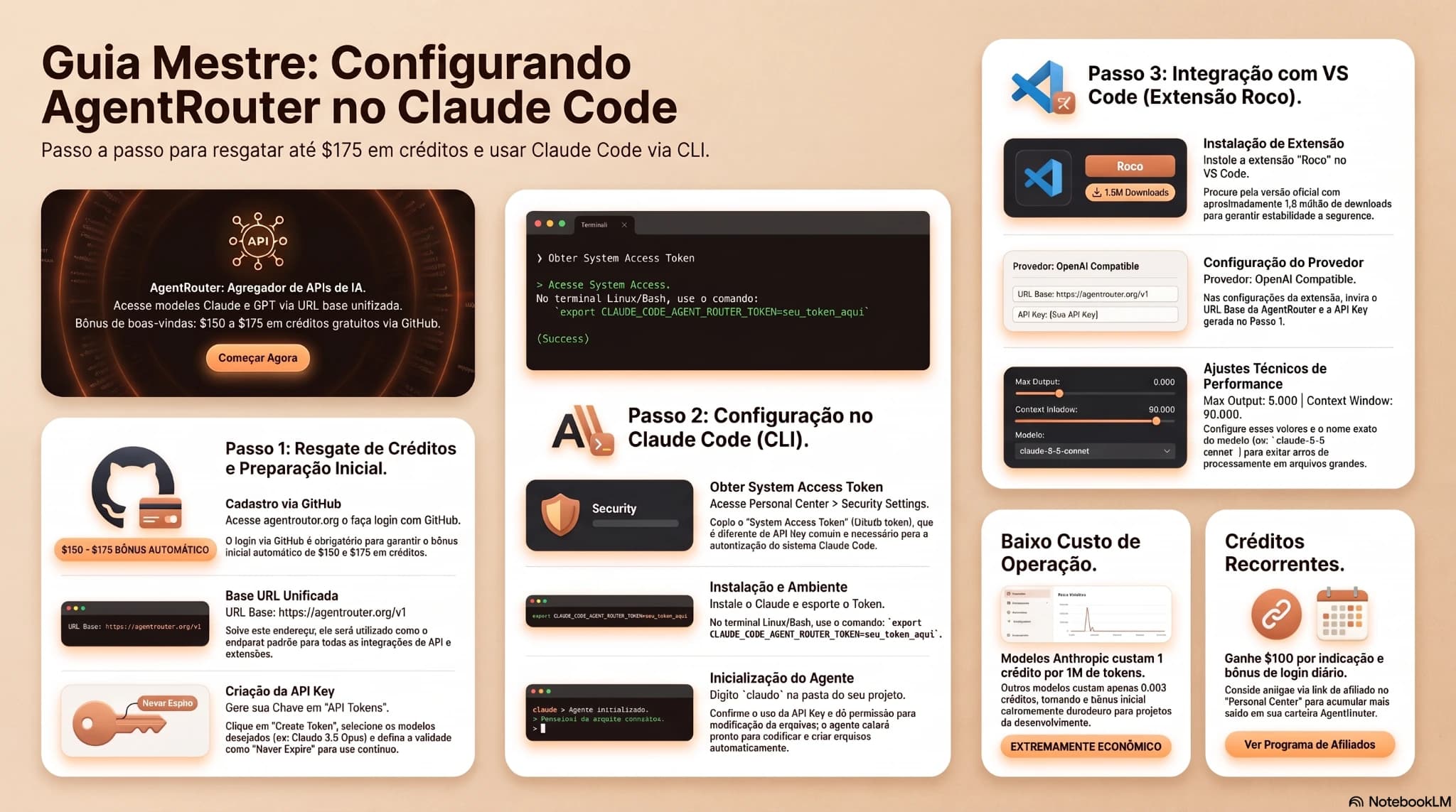 Guia mestre visual do AgentRouter no Claude Code